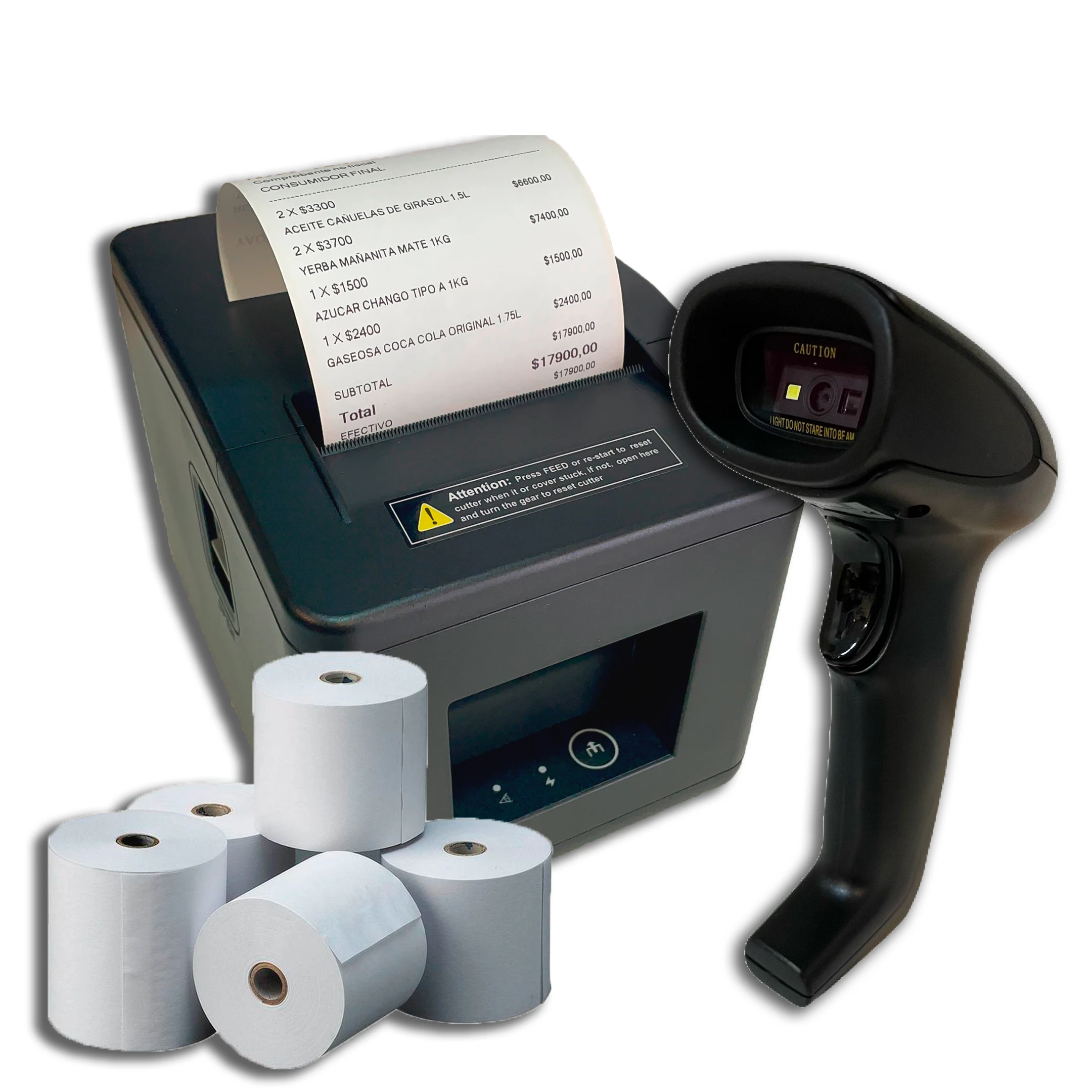 Impresora Global 80MM + 10 rollos 80x50 + Lector Global 2D