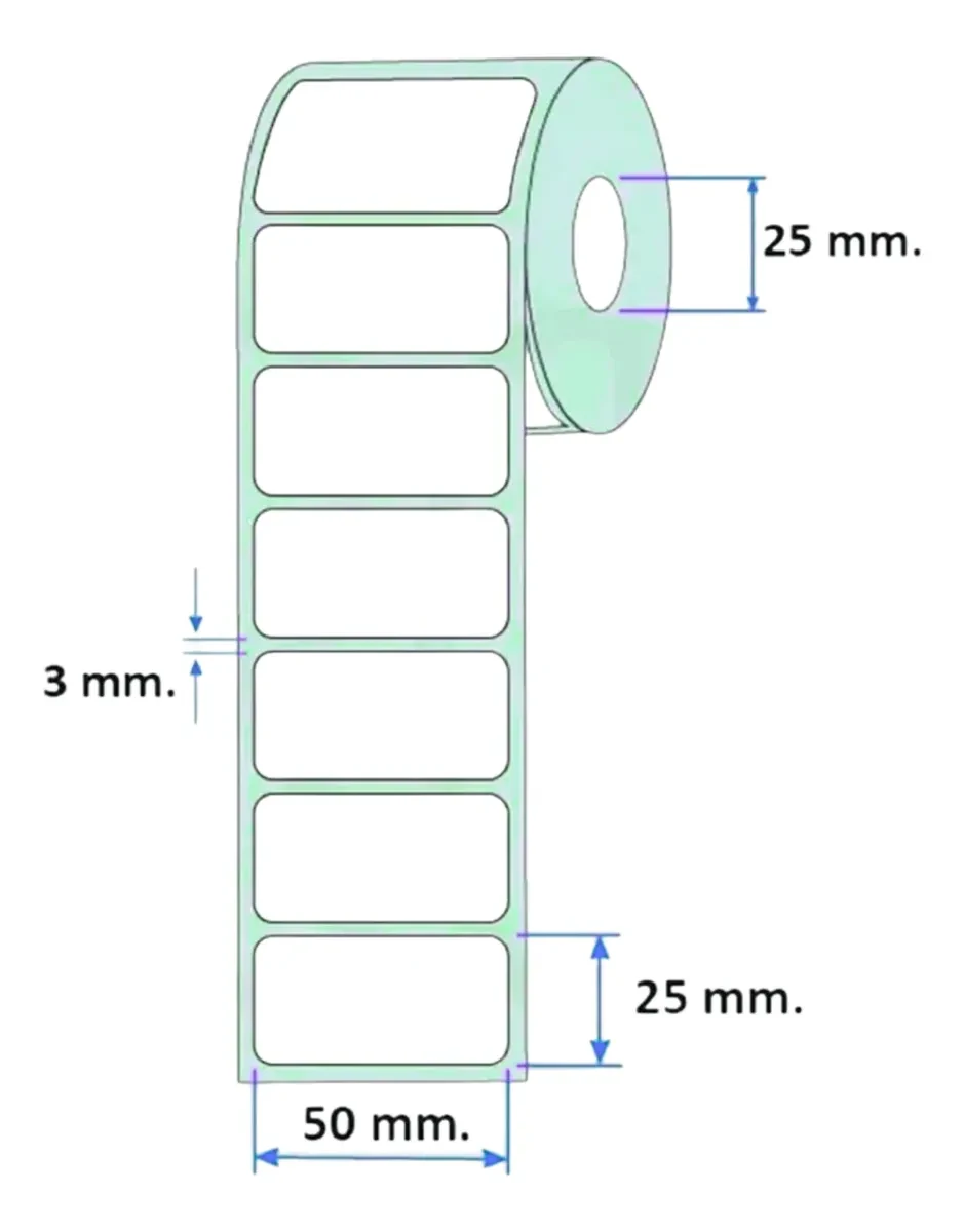 Rollos Etiquetas Térmicas 50X25 mm Autoadhesivas 1800 - Imagen 4